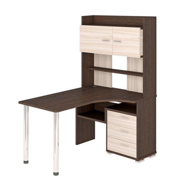 Стол компьютерный «СР 133» с надстройкой, 1010 ? 1300 ? 1750 мм, левый, венге / карамель
