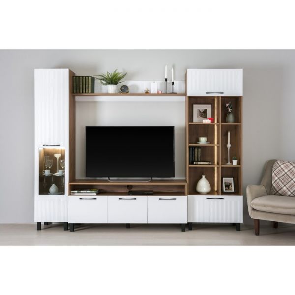 Стеллаж Манхеттен 13.148, 652х381х1900, Дуб крафт табачный/ Белый глянец