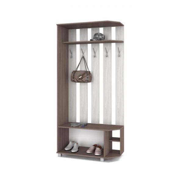 Прихожая Карина К83 1000x420x2100 5 крючков угол Ясень шимо темный/светлый