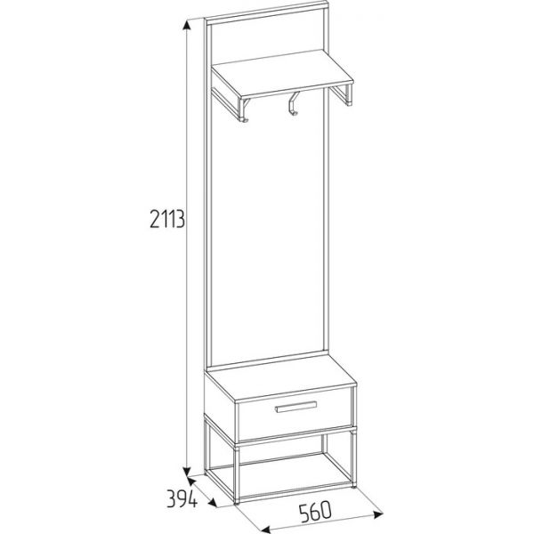Вешалка Nature 74, 560 ? 394 ? 2113 мм, цвет дуб табачный craft / чёрный