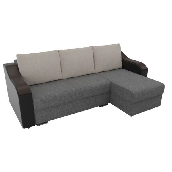 Угловой диван «Монако», механизм еврокнижка, рогожка, цвет бежевый / коричневый