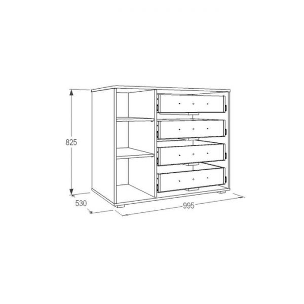 Комод «Омега 16», 995 ? 530 ? 825 мм, цвет ясень анкор светлый / ясень анкор тёмный