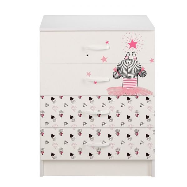 Комод Мальвина, 600х820х430, Белый/ Фотопечать