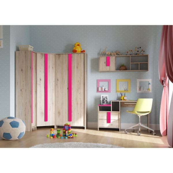 Шкаф 1-дверный Скаут Дуб Бонифаций/Софт тач фуксия