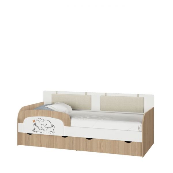 Кровать-тахта «Кот 900.4», 2000 х 900 мм, без подушек, цвет туя светлая / белый