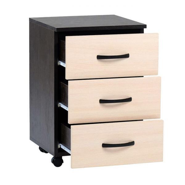 Тумба выкатная на 3 ящика 400х400х600 венге/дуб молочный