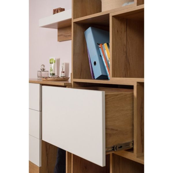 Стеллаж-трансформер «Лойс 95», 560(989) ? 400 ? 2113 мм, цвет дуб золотистый / белый