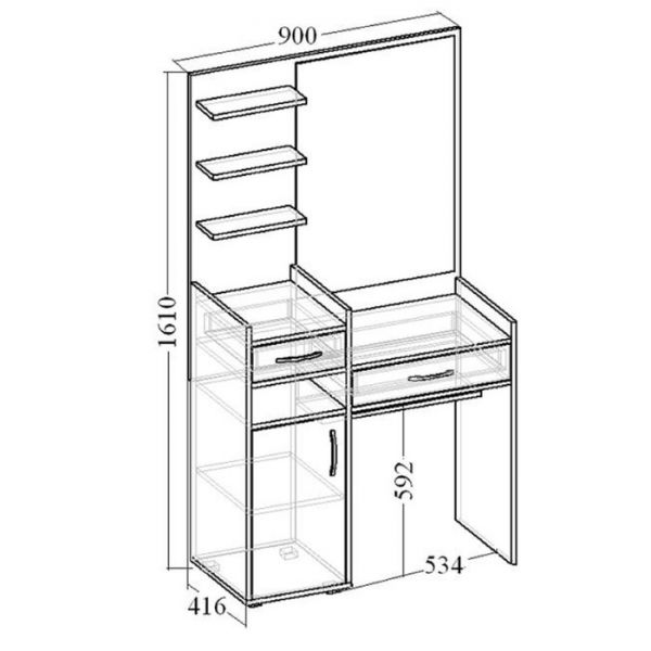 Стол туалетный «Венеция 9» с 2-мя ящиками, цвет ясень анкор тёмный / ясень анкор светлый