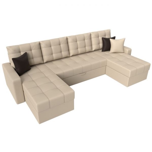 П-образный диван «Ливерпуль», механизм дельфин, экокожа, цвет бежевый