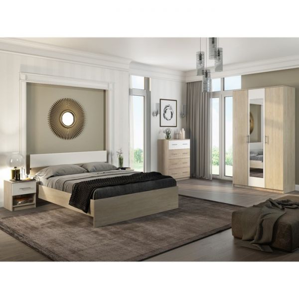 Шкаф 3 двери с зеркалом Светлана 2200х1200х540 Дуб сонома/Белый