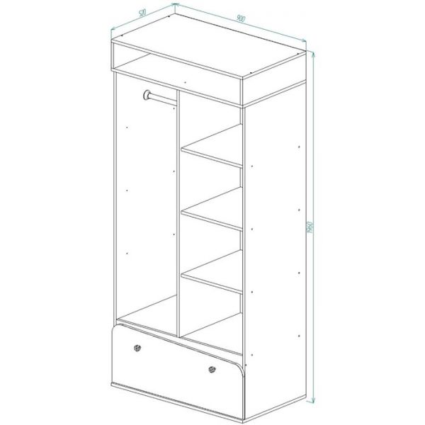 Шкаф для детской Алиса-2 1960х900х520 Белый/ корпус Ясень Анкор Белый/ Розовый