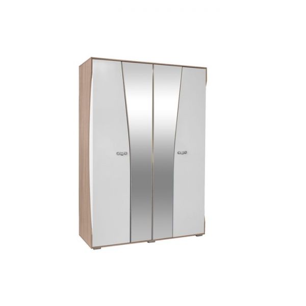 Шкаф «Виолетта», 1600 ? 550 ? 2250 мм, зеркало, цвет ясень шимо светлый / белый глянец