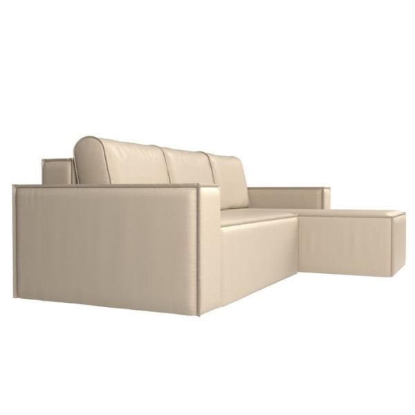 Угловой диван «Куба», механизм еврокнижка, экокожа, цвет бежевый