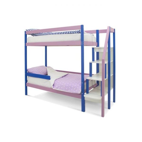 Детская двухъярусная кровать Бельмарко Svogen синий-лаванда