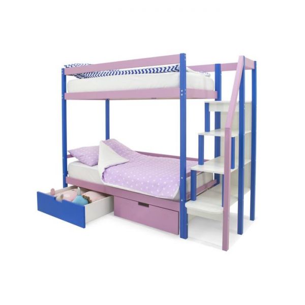 Детская двухъярусная кровать Бельмарко Svogen синий-лаванда