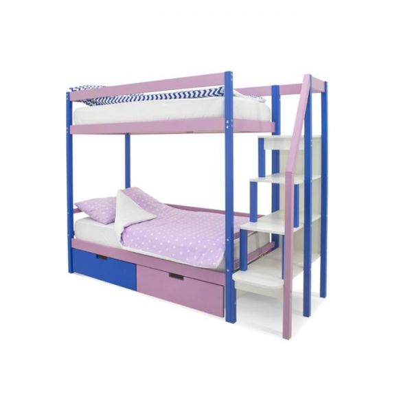 Детская двухъярусная кровать Бельмарко Svogen синий-лаванда