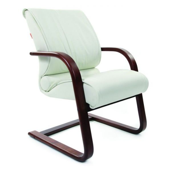 Кресло офисное Chairman 445 WD натуральная кожа белая