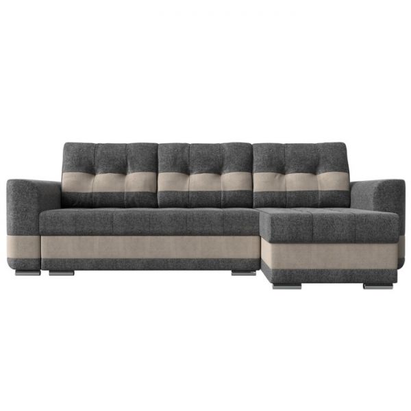 Угловой диван «Честер», механизм еврокнижка, рогожка, цвет серый / бежевый