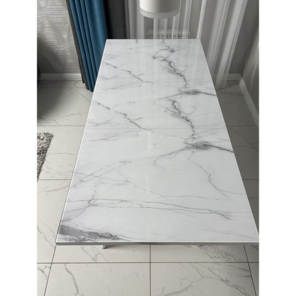 Обеденный стол «Конус 2», 1100(1500) ? 700 ? 750 мм, оптивайт, цвет белый мрамор