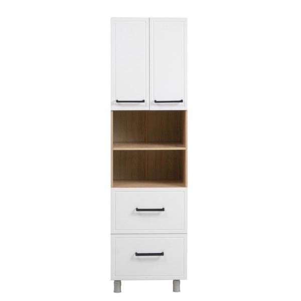 Шкаф-пенал под технику напольный Квадро 600х565х2150 Дуб сонома/Нубук Милк