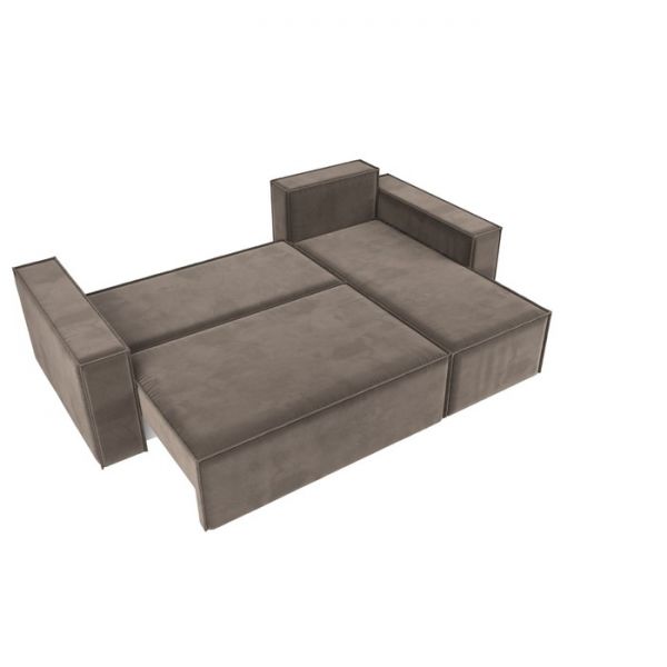 Угловой диван «Куба», механизм еврокнижка, велюр, цвет бежевый