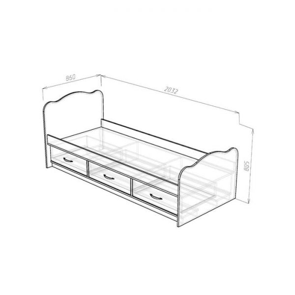 Кровать «Анюта 2», 800 ? 2000 мм, цвет бук/синий