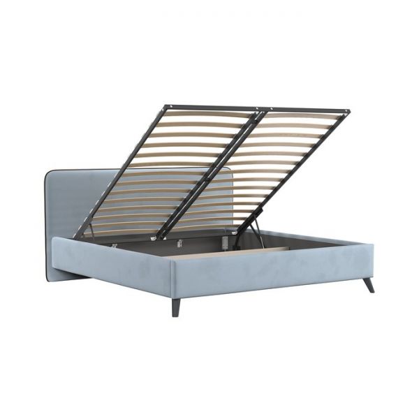 Кровать Миа, 1600х2000, ортопедическое осн+ПМ, Аватар 970/Стальной светло-серый