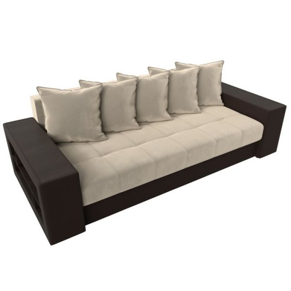 Диван прямой «Дубай», механизм еврокнижка, цвет серая рогожка / чёрная экокожа