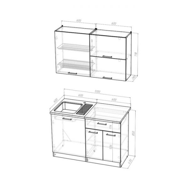 Кухонный гарнитур Алина лайт, 1200 мм