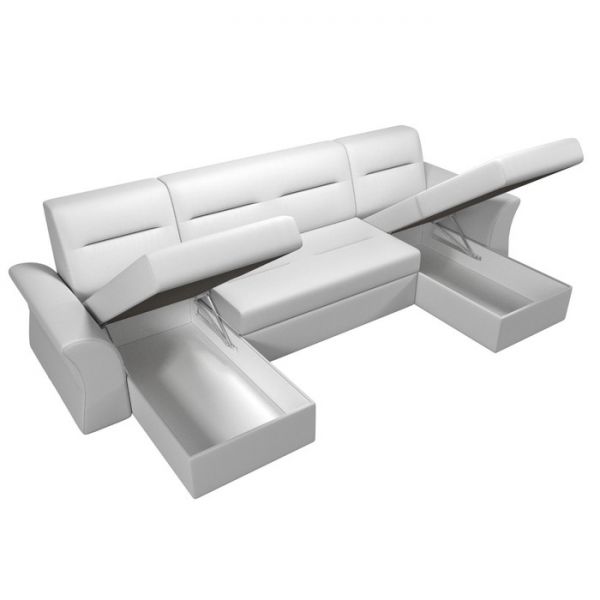 П-образный диван «Клайд», механизм дельфин, экокожа, цвет бежевый