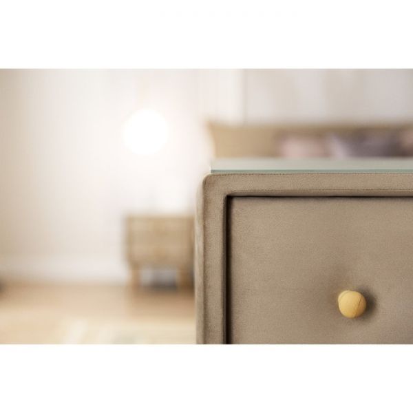 Комод «Олимпия», 3 ящика, стекло, велюр, цвет velutto 05