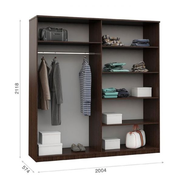 Шкаф 4-х дверный «Аврора», 2004 ? 574 ? 2118 мм, цвет венге / дуб молочный