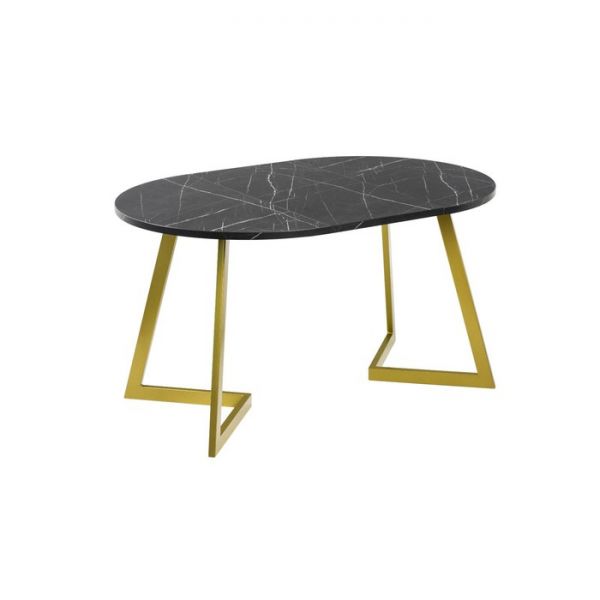 Стол РИМ D-1050/1500х1050х760 Камень Черный/Опора Гермес золотая
