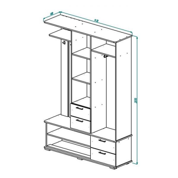 Прихожая ПР-3 2070х1430х400 Ясень Шимо Светлый/Ясень Шимо Темный