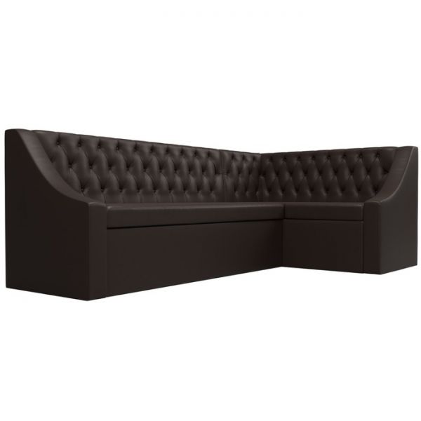 Кухонный угловой диван «Мерлин», механизм дельфин, экокожа, цвет коричневый