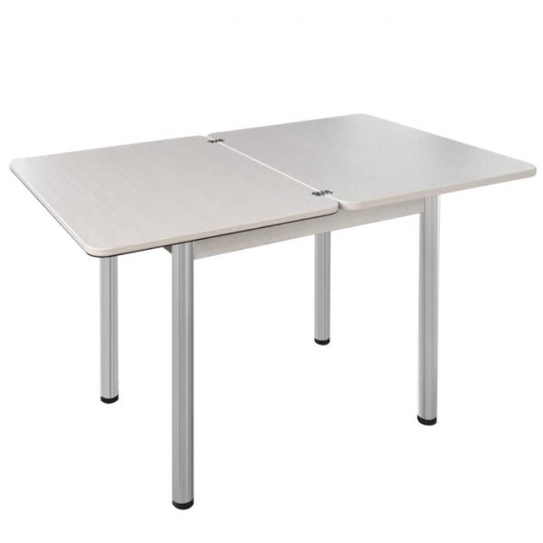 Стол поворотно-раскладной "Ника", Орхидея 3, покрытие стекло, подстолье белёный дуб