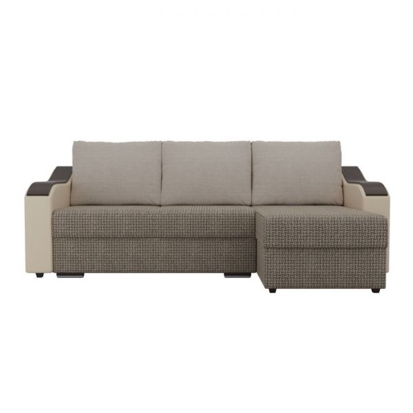 Угловой диван «Монако», механизм еврокнижка, рогожка, цвет бежевый / коричневый