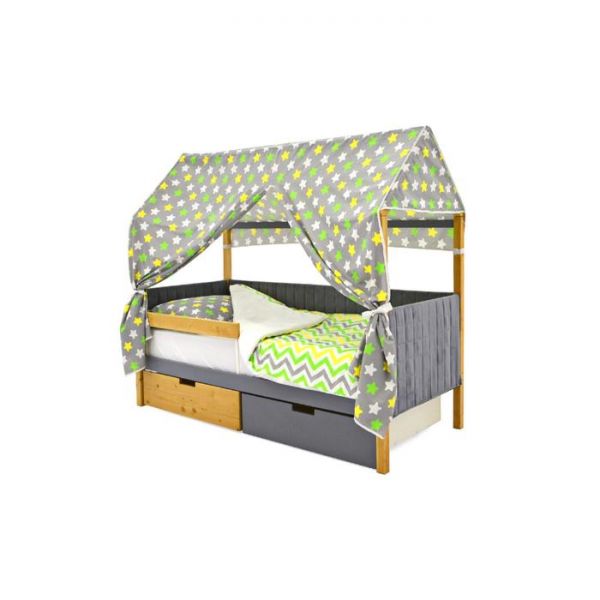 Детская кровать-домик мягкий Бельмарко  Svogen дерево-графит
