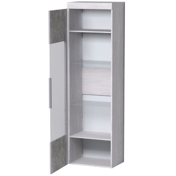 Витрина высокая «Леон 1», 560 ? 389 ? 2113 мм, цвет ясень анкор светлый / ателье светлый