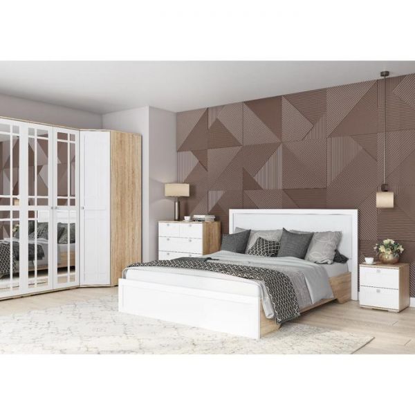 Комод К-22 РИВЬЕРА 800х420х875 Фасады ПВХ Белый/корпус Дуб Сонома