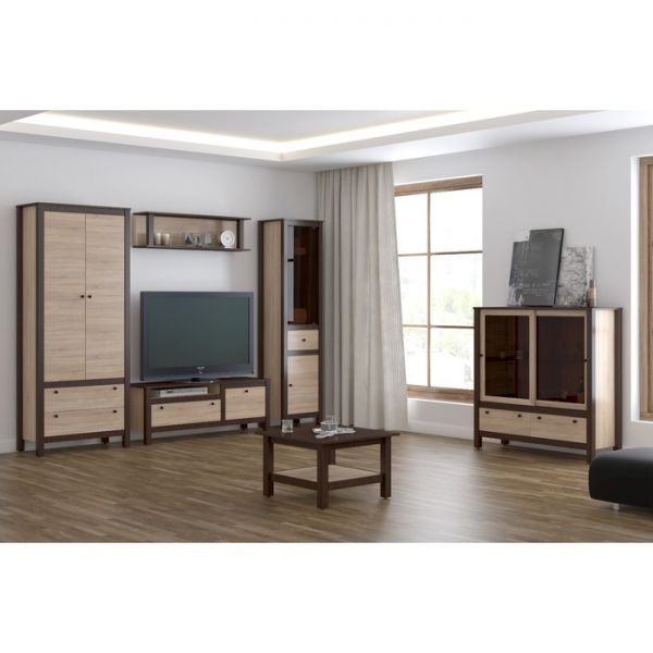 Тумба под ТВ Сканди, 1396х420х512, Дуб сонома/Венге