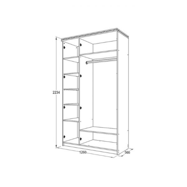 Шкаф 3-х дверный для одежды и белья «Ольга 13», зеркало, ясень анкор тёмный/анкор светлый