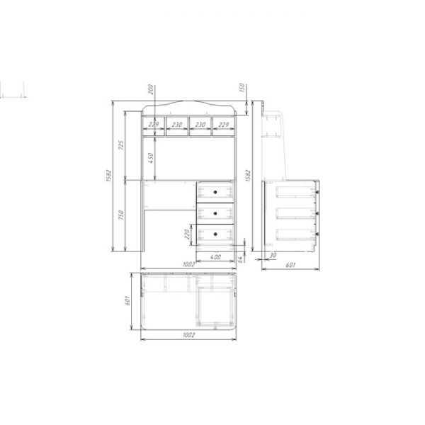 Стол письменный Fashion, 1000х600х1580, Белый