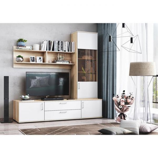 Тумба  ЛАЙТ 460х1800х570 Белый/ корпус Дуб Сонома