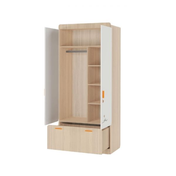 Шкаф двухстворчатый «Кот 2», цвет туя светлая / белый