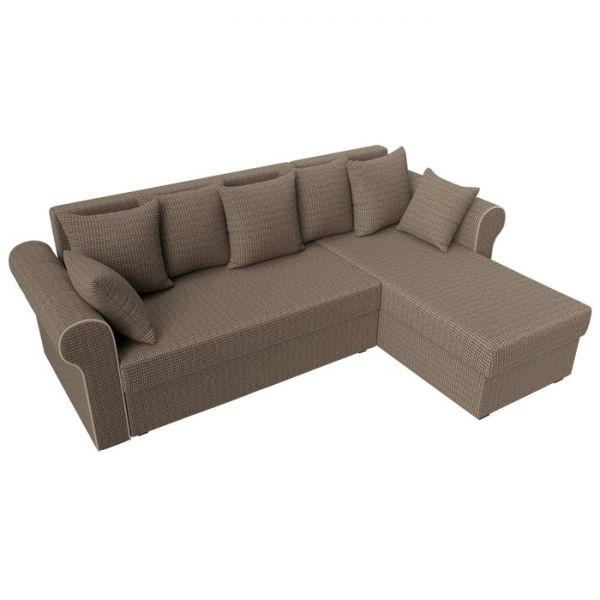 Угловой диван «Рейн», механизм еврокнижка, угол правый, рогожка, корфу 03 / кант бежевый