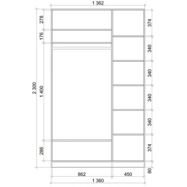 Шкаф-купе Хит-23-14-66 Ясень шимо тёмный, цапли
