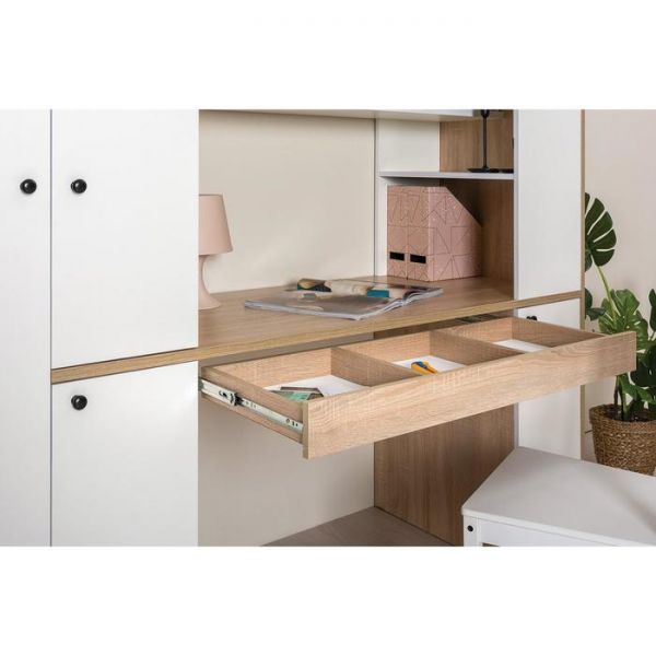 Стол компьютерный с системой хранения Микс 12.92, 1900х591х2103, Дуб сонома/Белый шагрень