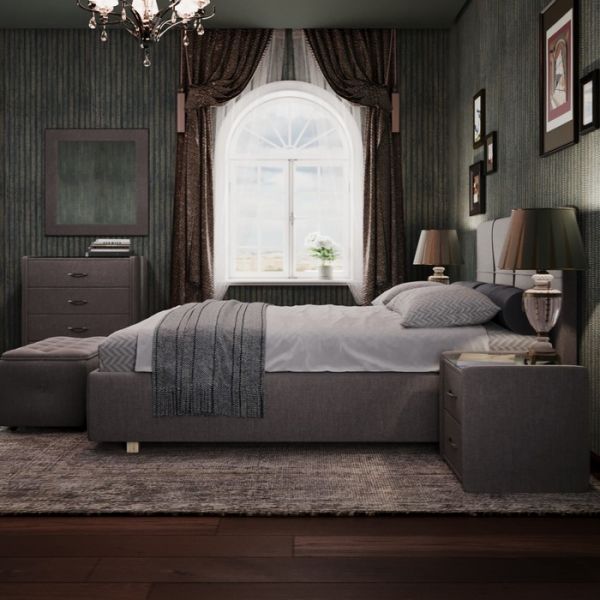 Кровать «Пантеон» без ПМ, 140 ? 200 см, ортопедическое основание, цвет Bravo Grey