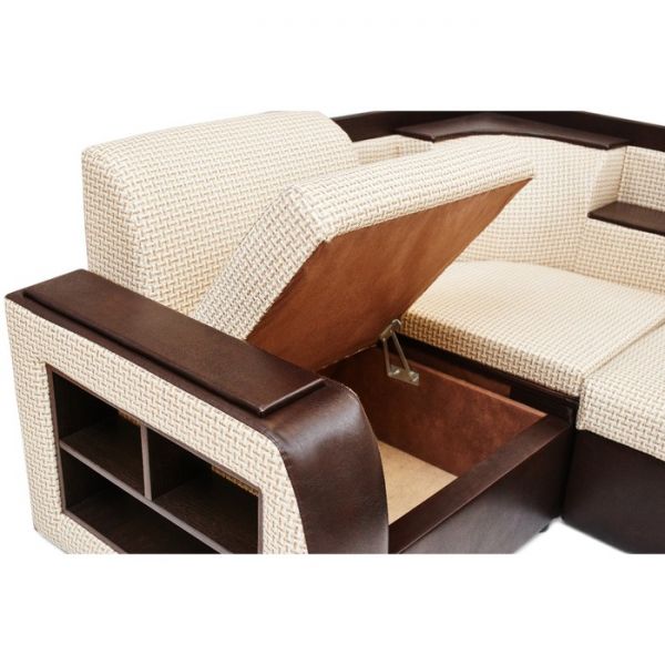 Угловой диван «Фараон», ППУ, механизм дельфин, цвет галс 3 / астор 536